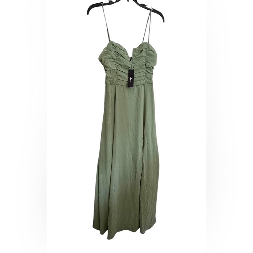 Lulus NWT “Sweeney” Sleeveless Spaghetti Strap Maxi Dress In Sage Brush Sz Small - Picture 11 of 16